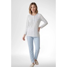 Mecit Pijama Mecit 6361 Mavi %100 Pamuk Büyük Beden Kadın Pijama Takımı