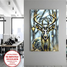 Harikabirev Kanvas-Duvar-Salon Tablosu Hayvan Figürü Asil Geyik Dikey Çerçevesiz Kanvas Tablo