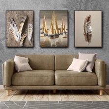 Harikabirev Yelkenli Tüy Tablosu |3lü Dikey Çerçevesiz Kanvas Tablo Çsdkyknvs