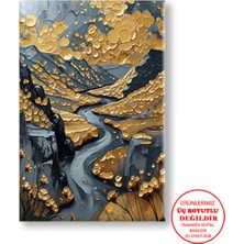 Harikabirev Kanvas-Duvar-Salon Tablosu Yağlı Boya Efektli Gold Vadi | |tekli Dikey Çerçevesiz Tablo