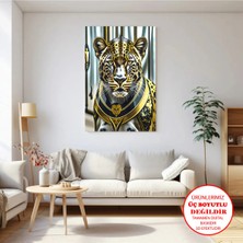 Harikabirev Kanvas-Duvar-Salon Tablosu Hayvan Figürü Asil Leopar | Dikey Çerçevesiz Kanvas Tablo