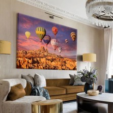 Harikabirev Hari?kabi?rev|sari-Pembe Kapadokya Balon Detayli Tablo |tekli? Çerçevesi?z Yatay Kanvas Tablo