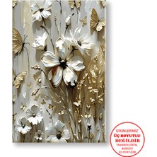 Harikabirev Kanvas-Duvar-Salon Tablosu Yağlı Boya Efektli Flower Gold-Byz|tekli Dikey Çerçevesiz Tablo