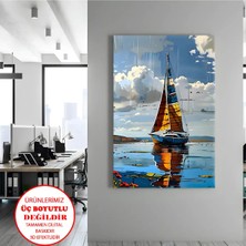 Harikabirev Kanvas-Duvar-Salon Tablosu Sarı Tekne 3 | Dikey Çerçevesiz Kanvas Tablo