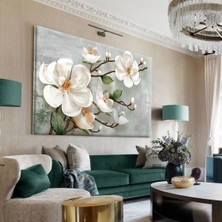 Harikabirev|gri-Şu Yeşili En Çok Sevilen Çiçek Tablosu|çerçevesiz Kanvas Tablo