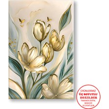 Harikabirev Kanvas-Duvar-Salon Tablosu Yağlı Boya Efektli Sarı Manolya 01|tekli Dikey Çerçevesiz Tablo