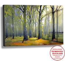 Harikabirev Kanvas-Duvar-Salon Tablosu Yağlı Boya Efektli Manzara Orman Art|tekli Yatay Çerçevesiz