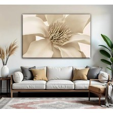 Harikabirev | Krem Çiçek  Detay Modeli | Tekli Yatay Kanvas Tablo