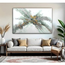 Harikabirev | Gri Yeşil Duman Soyut Desenli MODELI01 | Tekli Yatay Kanvas Tablo