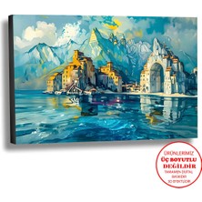 Harikabirev Kanvas-Duvar-Salon Tablosu Yağlı Boya Efektli Manzara Kuzey Denizi 4 Art|tekli Yatay Çerçevesiz