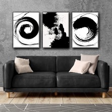 Harikabirev Soyut Spıral Desen Tablo |3lü Dikey Çerçevesiz Kanvas Tablo Çsdkyknvs