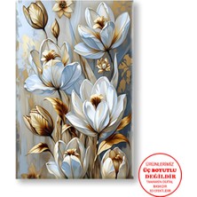 Harikabirev Kanvas-Duvar-Salon Tablosu Yağlı Boya Efektli Çiçek Baharı |tekli Dikey Çerçevesiz Tablo