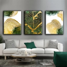 Harikabirev Modern Bitki Desenli Tablo 01 |3lü Dikey Çerçevesiz Kanvas Tablo Çsdkyknvs
