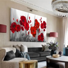 Harikabirev|gelincik Çiçeği Kırmızı Sevilen Çiçek Tablosu 2 |tekli Çerçevesiz Kanvas Tablo