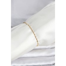 Vice Avm cm 14K Gold Renk Yassı Ezme Burgu Model Kadın Bileklik (VICE/1395)