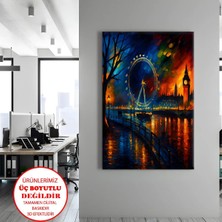 Harikabirev Kanvas-Duvar-Salon Tablosu Yağlı Boya London Eye | Dikey Çerçevesiz Kanvas Tablo