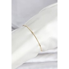 Vice Avm cm 14K Gold Renk Barlı Yılan Zincir Model Kadın Bileklik (VICE/1395)