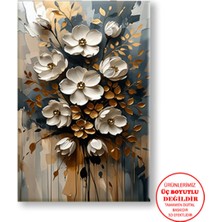 Harikabirev Kanvas-Duvar-Salon Tablosu Yağlı Boya Efektli Çiçek Sanatı 03|tekli Dikey Çerçevesiz Tablo