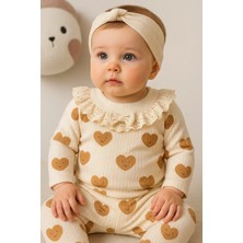 LTG Nova Baskılı Fisto Yaka 3 Parça Kız Bebek Takımı Pamuk