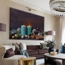 Harikabirev|çok Renklisüsler ve Mum Tablosu 4 |tekli Çerçevesiz Yatay Kanvas Tablo