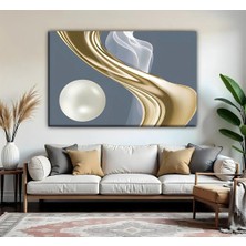 Harikabirev | Soft Mavigold-Beyaz Incili Modeli| Tekli Yatay Kanvas Tablo