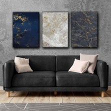 Harikabirev Altın Desenli Soyut Tablo |3lü Dikey Çerçevesiz Kanvas Tablo Çsdkyknvs