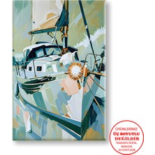 Harikabirev Kanvas-Duvar-Salon Tablosu Yağlı Boya Efektli Yeşil Yelkenli 03|tekli Dikey Çerçevesiz Tablo