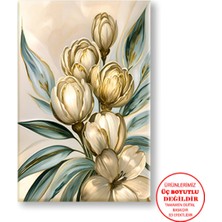 Harikabirev Kanvas-Duvar-Salon Tablosu Yağlı Boya Efektli Sarı Çiçek 05|tekli Dikey Çerçevesiz Tablo