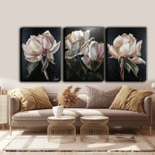 Harikabirev Gardenia Çiçek Modern Tablo |3lü Dikey Çerçevesiz Kanvas Tablo Çsdkyknvs