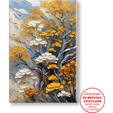 Harikabirev Kanvas-Duvar-Salon Tablosu Yağlı Boya Efektli Çiçek Ağacı 2 | |tekli Dikey Çerçevesiz Tablo