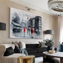 Harikabirev Hari?kabi?rev|beyaz-Kirmizi Pari?s Sokaği Tablo 2|tekli? Çerçevesi?z Yatay Kanvas Tablo