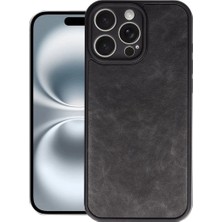 Alvera  Iphone 16 Pro Kılıf Aras Deri Kapak - Siyah
