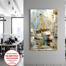 Harikabirev Kanvas-Duvar-Salon Tablosu Altın Tekneler| Dikey Çerçevesiz Kanvas Tablo