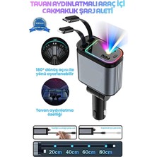 TeknoKapsül LED Işık Tavan Aydınlatmalı 66W 4’1 Çift Kablolu Hızlı Şarj 3.4A Araç Içi Çakmaklık Şarj Aleti