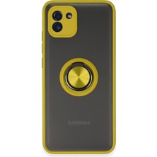 Alvera  Galaxy A03 Kılıf Montreal Yüzüklü  Kapak - Sarı