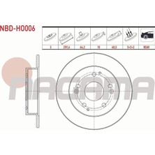 Otoco Honda Cıvıc Vıı 2.0 I-Vtec 2000-2006 Fren Diski Arka Düz 5 Bjn 259,6X10X64,2X48,5 42510-S5T-E00