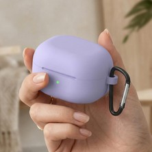 Caseonn Samsung Galaxy Buds 4 Pro Kılıf V2 Askı Aparatlı Mat Silikon Lila
