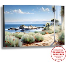 Harikabirev Kanvas-Duvar-Salon Tablosu Yağlı Boya Efektli Manzara Deniz Yolu Art|tekli Yatay Çerçevesiz