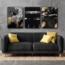 Harikabirev Abstract Modern Tablo | 3lü Dikey Çerçevesiz Kanvas Tablo Çsdkyknvs