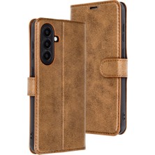 Alvera  Galaxy A36 Kılıf Trend S Plus Kapaklı Kılıf - Taba