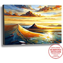 Harikabirev Kanvas-Duvar-Salon Tablosu Yağlı Boya Efektli Manzara Sessiz Dalgalar Art|tekli Yatay Çerçevesiz