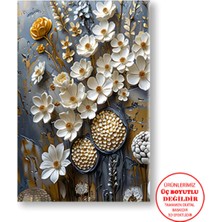 Harikabirev Kanvas-Duvar-Salon Tablosu Yağlı Boya Efektli Çiçek Buketi |tekli Dikey Çerçevesiz Tablo