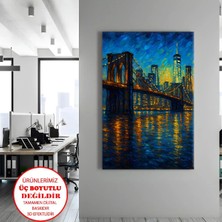 Harikabirev Kanvas-Duvar-Salon Tablosu Yağlı Boya New York Köprü | Dikey Çerçevesiz Kanvas Tablo