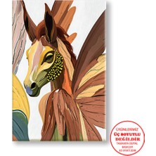 Harikabirev Kanvas-Duvar-Salon Tablosu Yağlı Boya Efektli At Turuncu |tekli Dikey Çerçevesiz Tablo