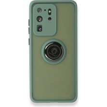 Alvera  Galaxy S20 Ultra Kılıf Montreal Yüzüklü  Kapak - Yeşil