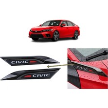 Oto Aksesuarcım Honda Civic Fe1 2022 ve Sonrası Uyumlu Çamurluk Üstü Ventil Dekoru Seti Parlak Siyah