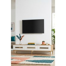 Yumedi Design TSA1806DBG - Ethema Tv Stand , Tv Sehpası 180CM Safirmeşe-Beyaz-Gold
