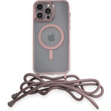 Alvera 13 Pro Kılıf Divo Lazer Askılı Magsafe Kapak - Pembe