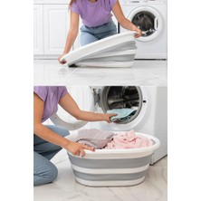 Poomy 27 Litre Katlanabilir Çamaşır Sepeti Pratik Temiz Sepeti Banyo Organizeri Yer Kaplamaz