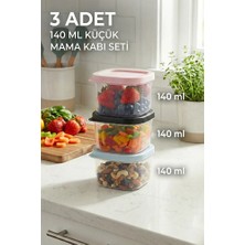 Poomy 3'lü Bebek Mama Saklama Kabı Seti 140 ml - Renkli Kapaklı Mini Saklama Kabı